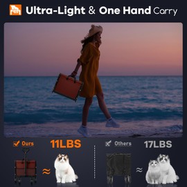 Originsure Collapsible Wagon Cart Foldable - Lightweight Portable Heavy Duty Folding Beach Wagons with Wheels - Outdoor Utility Carts for Grocery, Camping, Shopping, Sports with Large Capacity - Red