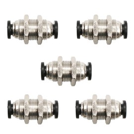 Jienk 5Pcs Bulkhead Union 3/8" x 3/8" Tube OD Push to Connect Tube Fitting, PMM-3/8 Pneumatic Quick Connect Air Fitting