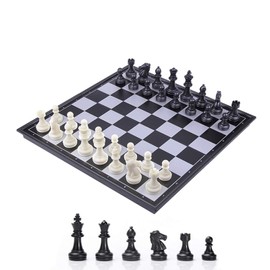 KOKOSUN Travel Chess Set Magnetic Folding Chess Board, Black and White Pieces, Storage Convenient, Educational Toys/Gift for Kids and Adults (25x25cm)