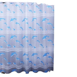 Plastic Shower Curtain Liner, Premium EVA 6G Dolphin Shower Liner, Shower Curtains for Bathroom with 3 Magnetic Weights and Rustproof Grommets (Dolphin, 72x72 in)