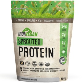Iron Vegan Sprouted Brown Rice Blend Protein, Certified Organic, Non-GMO, Smooth and Creamy Texture, Unflavoured / 500g