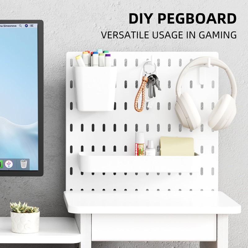 AFOOYO Pegboard Monitor Stand Riser,Computer Monitor Stand with 2 Hooks