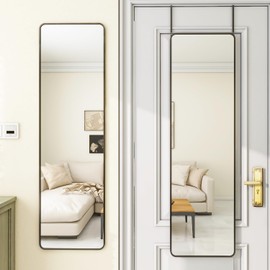 Protylctaster Door Mirror Full Length,Over The Door Mirror,48"x14" Full Length Mirror,Door Mirror, Mirror Full Length Door Hanging(Black)