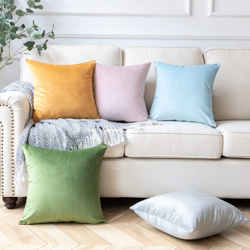 Phantoscope Velvet Throw Pillow Covers, Set of 2, Simple Cushion