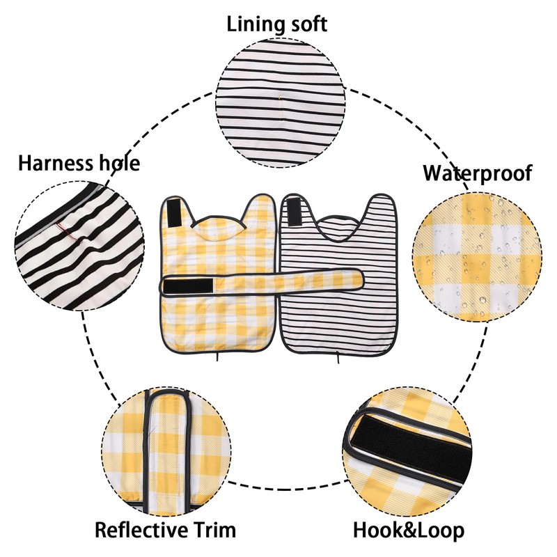 Dog Jacket Adjustable Lightweight Dachshund Raincoat with Reflective Straps and