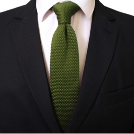 Knitted Ties for Men Woven Army Green Tie Smart Casual Skinny Neckties for Brother Son Grandson
