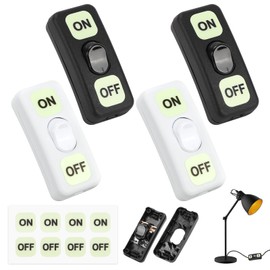 Pack of 4 Inline Switch, 250 V Intermediate Switch, Cord Switch, 2-3 Pole, Cable Switch, Rocker Switch, Lamp Switch, Suitable for Switching Small Appliances Lamps