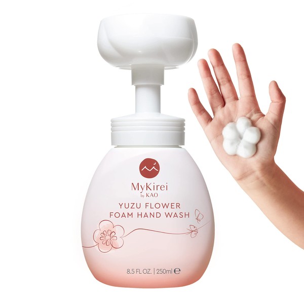 MyKirei by KAO Foaming Hand Soap with Japanese Yuzu Flower, Nourishing Hand Wash, Paraben/Cruelty Free and Vegan Friendly, Sustainable Bottle, Pump 8.5 Ounce Citrus