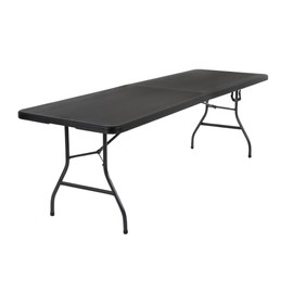 COSCO Deluxe 8 foot x 30 inch Fold-in-Half Blow Molded Folding Table, Black