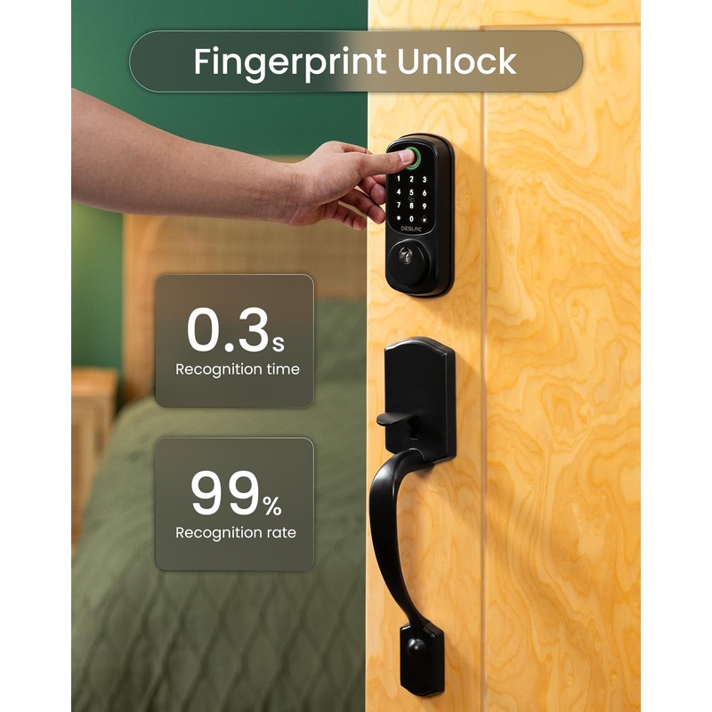 DESLOC B200 Keyless Entry Door Lock with Handle Set, Smart