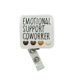 Emotional Support Coworker Badge Reel, Retractable Funny ID Holder, Work Friend Name Tag Clip (lanyard)