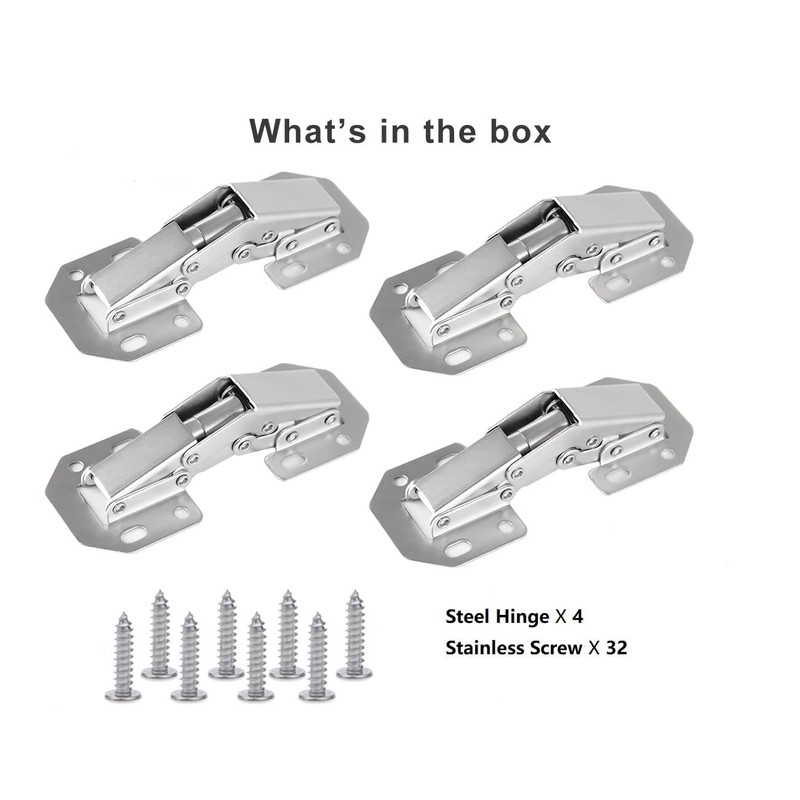 DOBOGA 4-Pack Hidden Hinges for Cabinet Doors Frameless, Concealed Cabinet