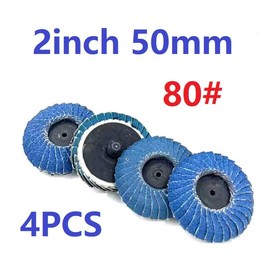 MiJunHD 2 inch 50mm Zirconia Curved Flap Discs, 4Pcs 80 Grit Abrasives Grinding Wheel for Cleaning Welds, Finishing Deburring of Irregular Surfaces