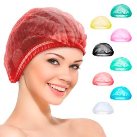 ABC Pack of 100 Disposable Mob Cap 21 Inches. Polypropylene Red Bouffant Caps Medical. Bouffant Hair Nets Food. White Unisex Hair Covers for Nurses