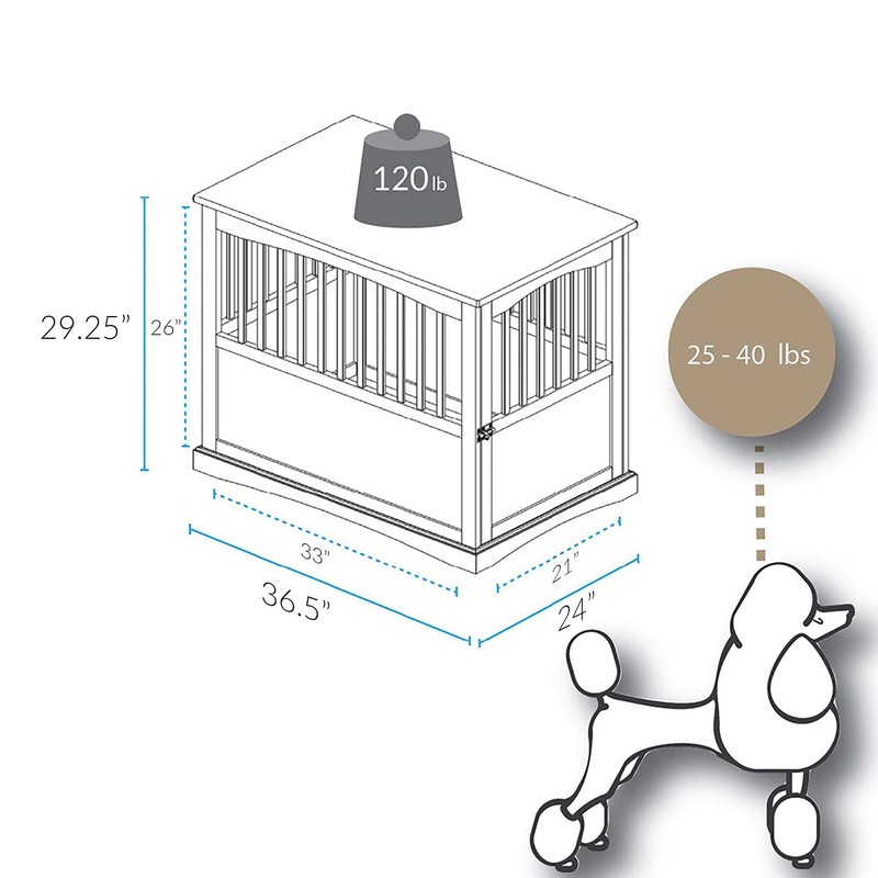 Casual Home Wooden Large Pet Crate, End Table, Espresso, 24
