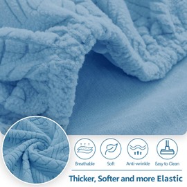 hyha Individual Couch Cushion Covers, Stretch Magic Sofa Seat Cushion Covers Washable, Dog Couch Sofa Slipcover for Pets, Kid with Elastic Bottom(3PC, Blue)