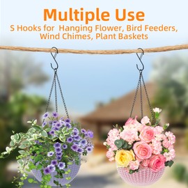 16 Pack S Hooks - 3.5 Inch Heavy Duty S Hooks for Hanging, Small Metal Hooks with Safety Buckle, Max Weight 40 lbs, S Hooks for Hanging Plants, Closet, Clothes, Kitchen, Garden, Indoor Outdoor Black