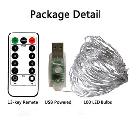 BXROIU BXROIU 2 x 100LEDs Lichterkette USB 10 Meter Silbernedraht mit Fernbedienung Timer 8 Programm und Dimmen (Kaltes Wei?)