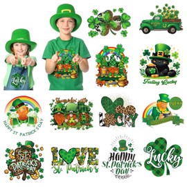 St.Patrick's Day HTV Heat Transfer Vinyl Green12 Sheets Iron on Vinyl Adhesive Craft Vinyl for St Patrick's Day Holiday DIY Fabric T-Shirt Bag
