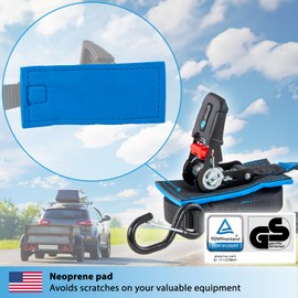 valonic Cougar, 2 Pack Ratchet Straps with Hooks, Padded, 20 ft, 1700 lbs Breaking Strength, Two-Piece tie Down Strap for Motorcycle, Truck Bed and Trailer, Black