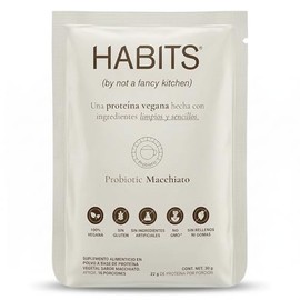 HABITS BY NOT A FANCY KITCHEN | Proteína Vegetal en Polvo | Macchiato | 16 Sobres Cont. Net 30.5g | 23.5 g de Proteína Por Porción | Sin Azúcares Añadidos, Fuente de BCAAs, No GMO - 16 Porciones