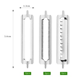 VZU Pack of 12 Replacement Blades for Tupper Peeler, 3 Types Peeler Replacement Blades, Saver Peeler for Tupper, Stainless Steel Peeler Replacement Blades for Perfect Vegetable Peeling