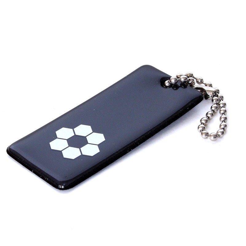 WAKI AHW313 Black Reflective Key Chain, Kikkou Motif, Height 2.2