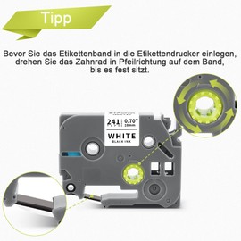 5 x Compatible with Brother P-Touch Tapes 18 mm TZe-241 TZ-241 Ub-241 Label Tape for P-Touch Brother Label Maker PT-D400 H300 E300 D600 E550W P700 P750W P710BT Black on White Label Tapes