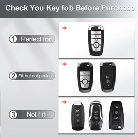 COXTOBRH for Ford Key Fob Cover with Crystal Car Keychain, Key Case Protection for Ford Edge Escape Expedition Explorer Fusion Mustang Ranger F-150 F-250, Black