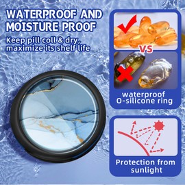 Serfeymi 3 Compartment Waterproof Cute Small Pill Box for Purse & Pocket, Travel Portable and Multifunctional Pill Case Holder for Vitamins, Fish Oil, Supplements, Pearls