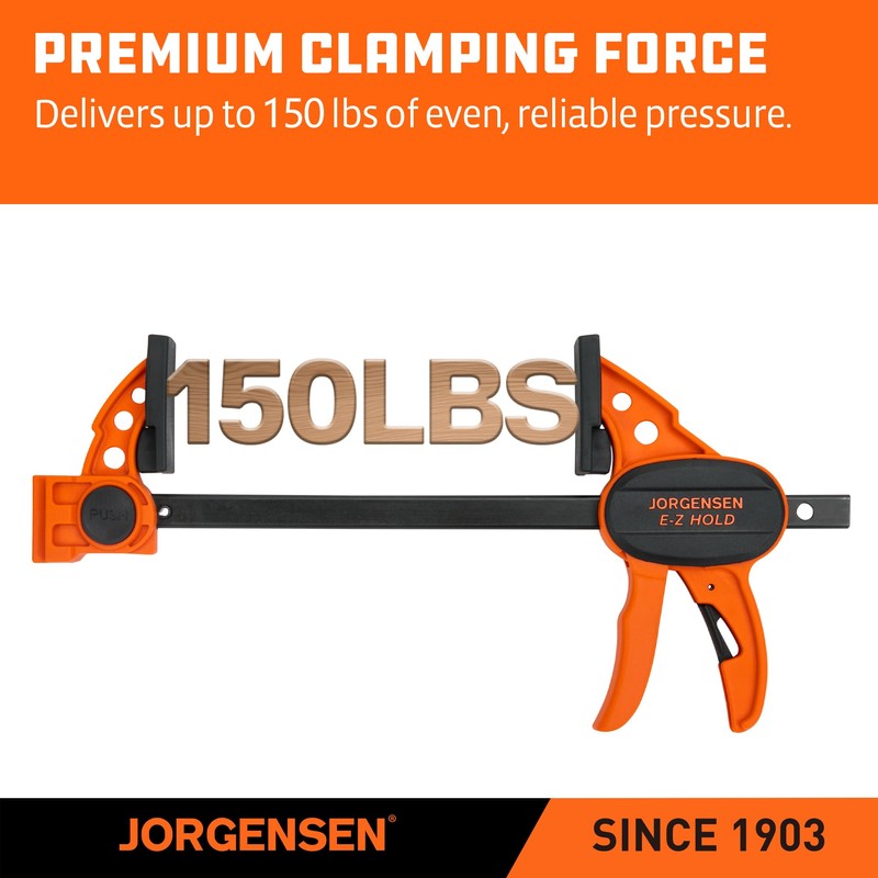 Jorgensen 6" Bar clamps for woodworking - 4-Pack, One-Hand Light