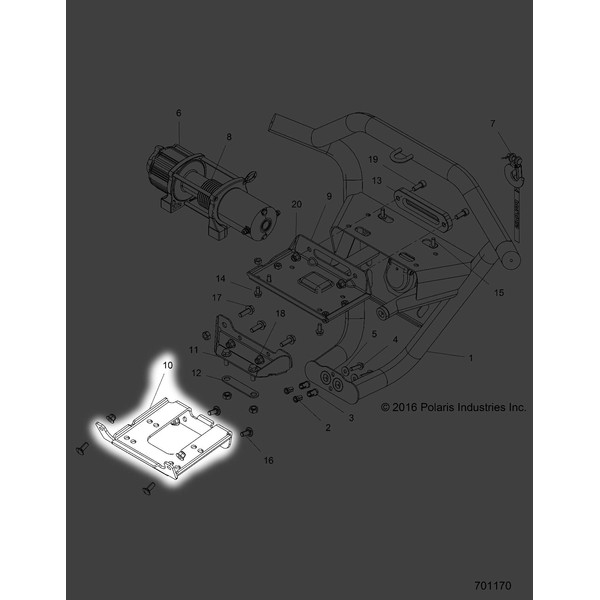 Polaris RZR Winch Mount Bracket, RZN, Genuine OEM Part 5257962,