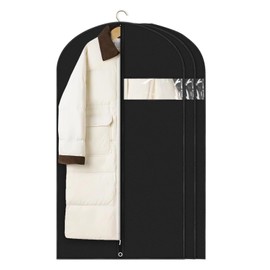 VIDSTW Pack of 3 EVA Garment Covers Moisture Resistant Garment Bags Black Reusable Garment Bag 60 x 120 cm Garment Bags with Zip for Long Dresses Suits Coats