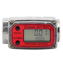 Electronic Turbine Flow Meter, Fuel Flow Meter for Petrol Kerosene, with Digital LCD Display, 1 Inch FNPT Inlet/Outlet (Red LLW-25)