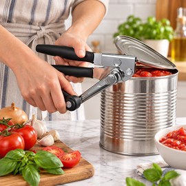 Heavy-Duty Manual Stainless Steel Can Opener – Handheld Kitchen Can Opener with Extra-Long Handles