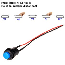 Gebildet 12pcs 12mm Prewired Momentary Push Button SPST ON/OFF AC 250V/1.5A 125V/3A,Lockless Mini Round Button for Car Trumpet,PC,Home Doorbell