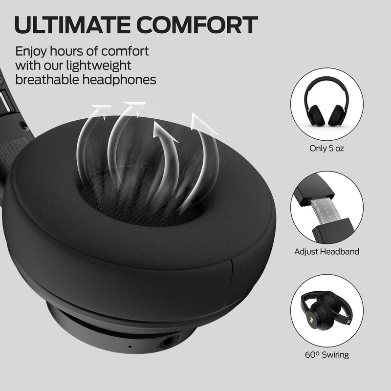 Monster Mission 100 Bluetooth Headphones, On Ear Headphones with Immersive
