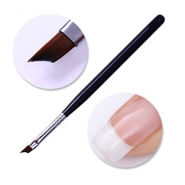 Oblique Head French Tip Nail Brush Black Handle UV Gel Acrylic Painting Drawing Pen Pack of 2