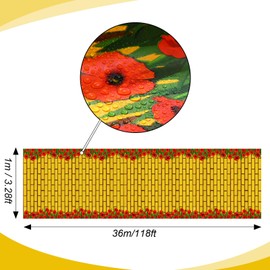 Dunzoom Brick Road Backdrop Brick Red Flower Field Runner Photography Background Birthday Party Decorations Princess Floral Party Supplies for Bridal Shower (3.28 x 118 ft)