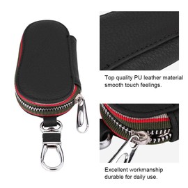 KIMISS Key Case Holder, Universal Car Auto PU Leather Zipper Car Key Case Cover Storage Bag Cover(Negro)