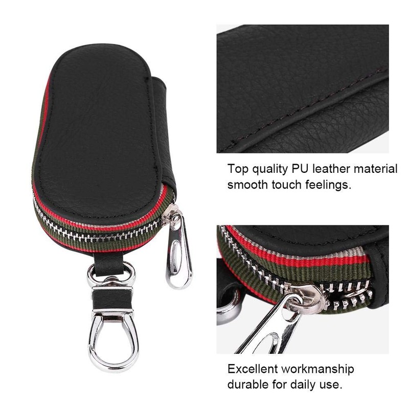 KIMISS Key Case Holder, Universal Car Auto PU Leather Zipper