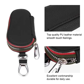 KIMISS Key Case Holder, Universal Car Auto PU Leather Zipper Car Key Case Cover Storage Bag Cover(Negro)