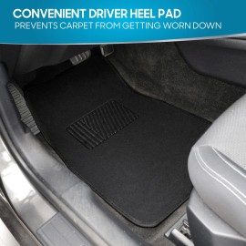 BDK Heavy Duty Black Vehicle Floor Mats With Heel Pad For Cars Suvs Trucks