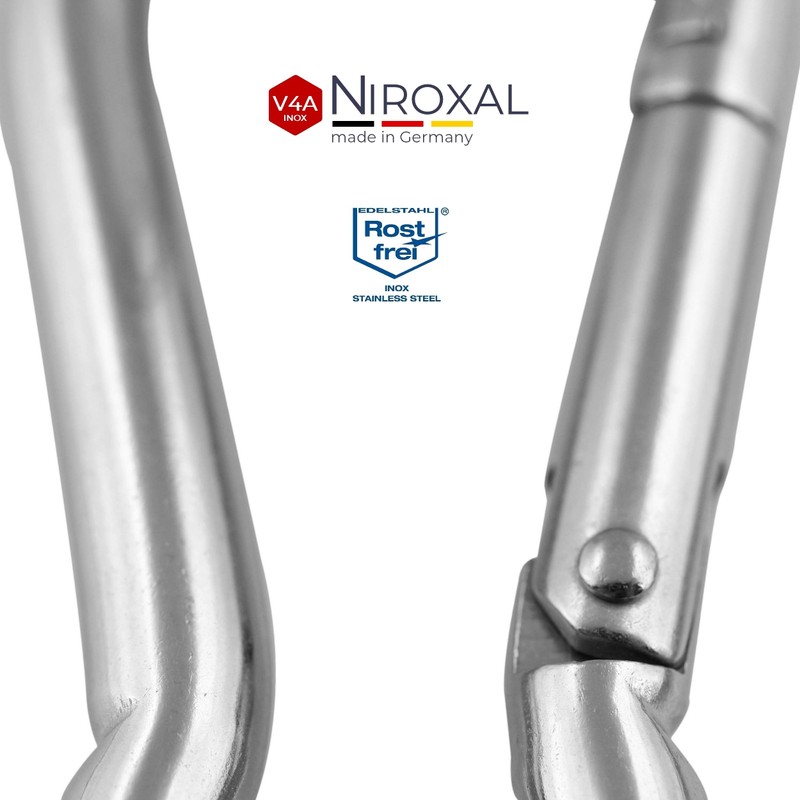 NietFullThings Stainless Steel Carabiner Hook without Thimble V4A Robust Design