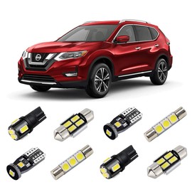 BRISHINE Kit de luces LED para interior blanco para Rogue 2014 2015 2016 2017 2018 2019 Super Bright 6000K Paquete de bombillas LED interiores + luces de matrícula y herramienta de instalación