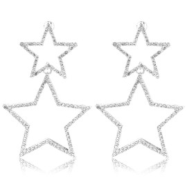 Star Dangle Drop Earrings, Mabor Simple Hollow Pentagram Earrings Exaggerate Star Drop Earrings Big Hoop Anti-sensitive Lightweight Pentagram Earrings Star Jewelry for Women(1 Pair)
