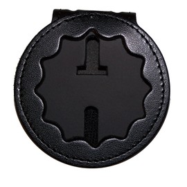 NYPD Lt or NY Dept of Corrections Belt Clip Badge Holder with Pocket and Chain (Cutout PF27, Height 2.2 inches)