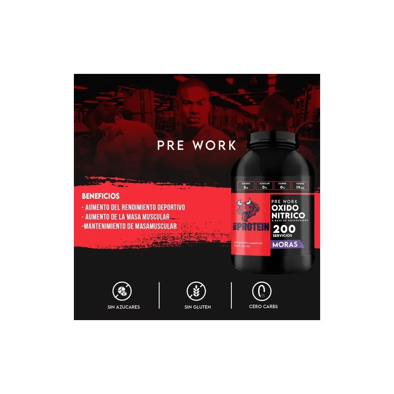 Oxido Nítrico Bull Protein 1kg En Polvo 200servicios Sabores