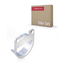 GedoTec® H3052 Wardrobe Holder with Keyhole Shape for Drilling in - Pack of 10 | Hanger with Diameter 30 mm | Plastic White | Furniture Fittings