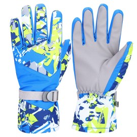 Winter Outdoor Ski Waterproof Wind Ventilation Thickened Warm Gloves(Blue XL)
